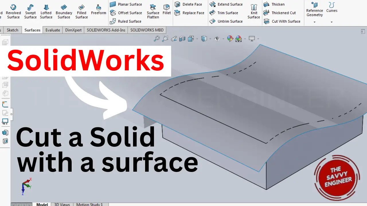 [Free SolidWorks 3D Model] – Cut a Solid with a Surface