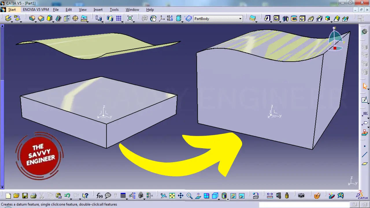 [Free CATIA 3D Model] – Extrude a Part Face up to an External Surface