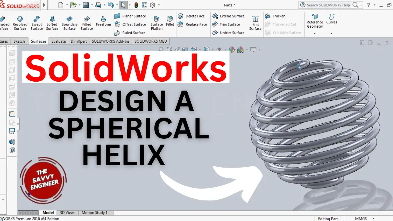 [Free SolidWorks 3D Model] – Solidworks How to Design a Spherical Helix