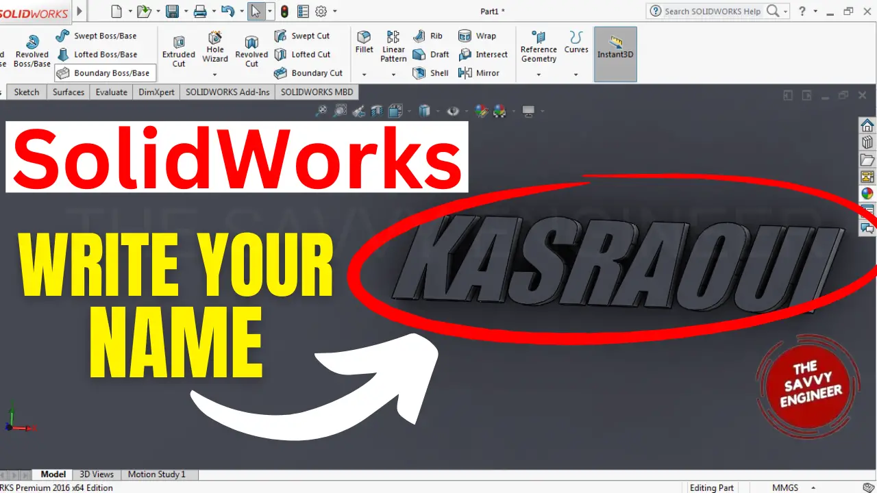 [Free SolidWorks 3D Model] – How to Write your Name on a Piece