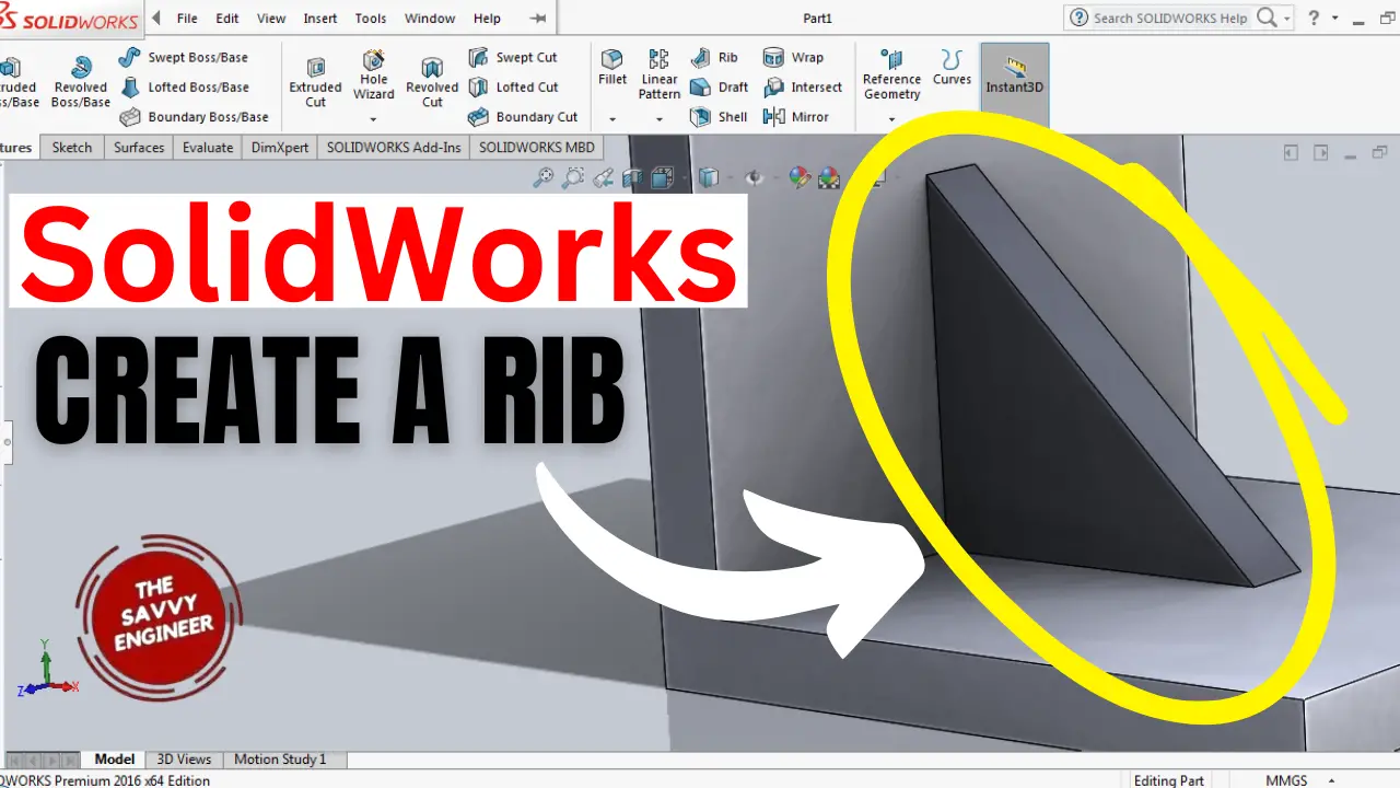 [Free SolidWorks 3D Model] – How to Create a Rib