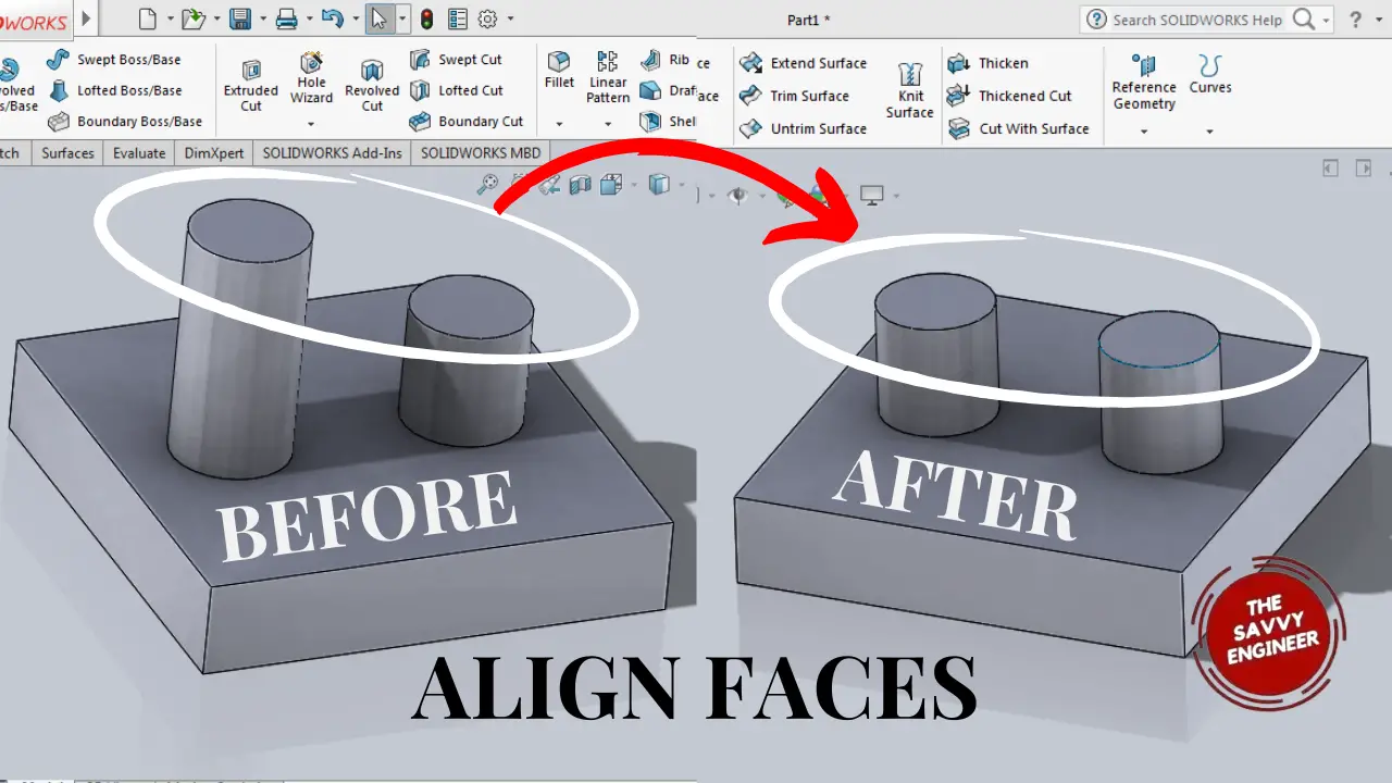 SolidWorks How to extrude a Part Face up to an External Surface