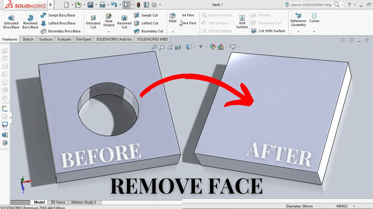 [Free SolidWorks 3D Model] – Delete Face