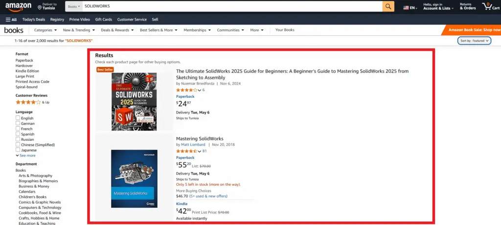 selling books online on amazon if you were a Solidworks designer