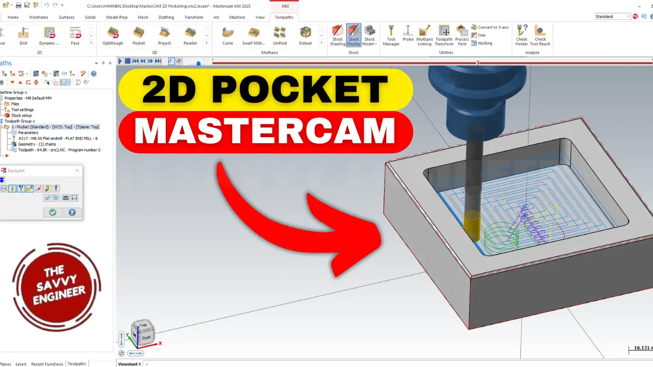 MasterCAM | Learn 2D Pocketing Milling Operation in just 3 Minutes!