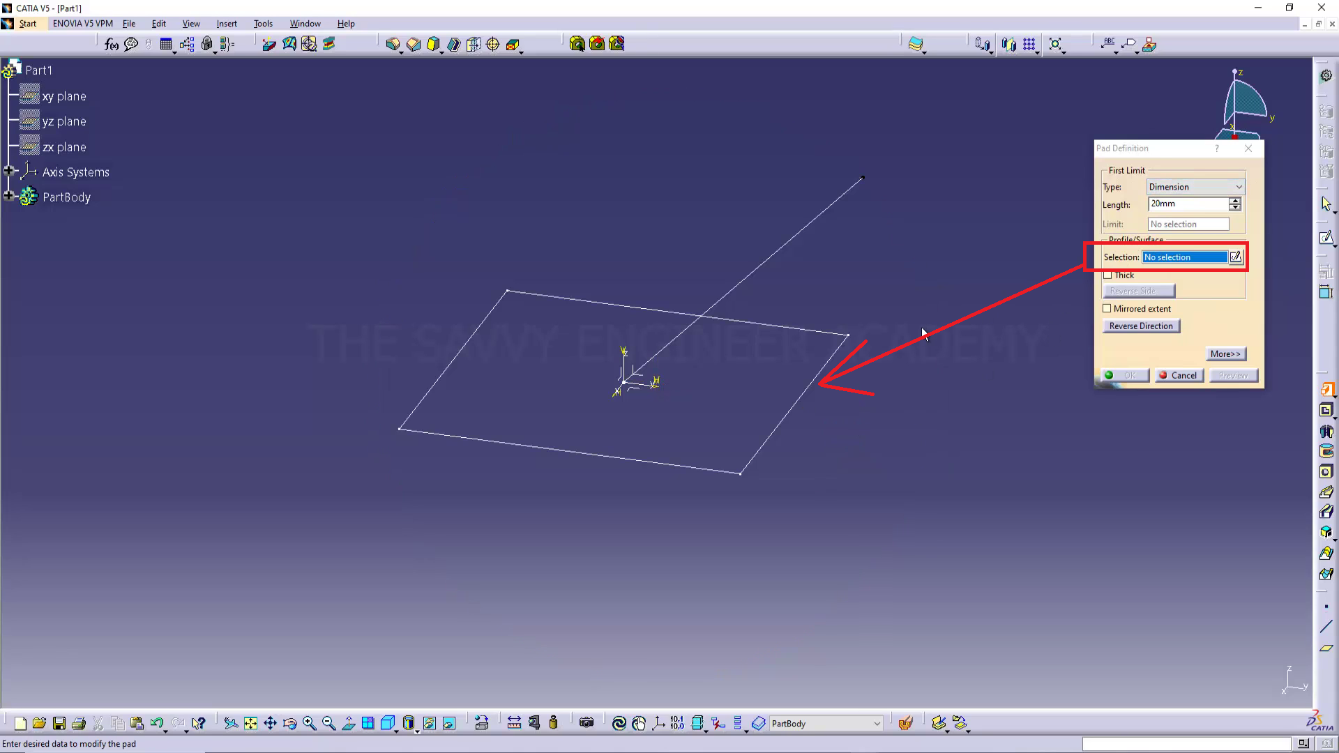 CATIA _ How to Create an Extrusion Not Normal to Sketch Plane (2025)
