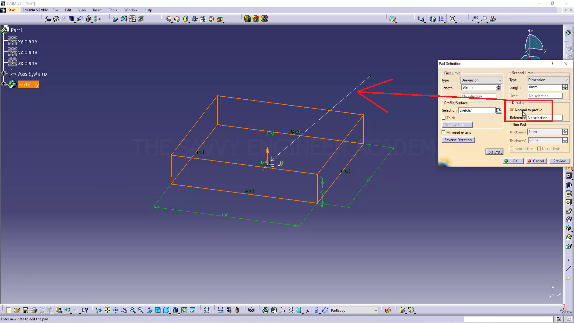CATIA _ How to Create an Extrusion Not Normal to Sketch Plane (2025)