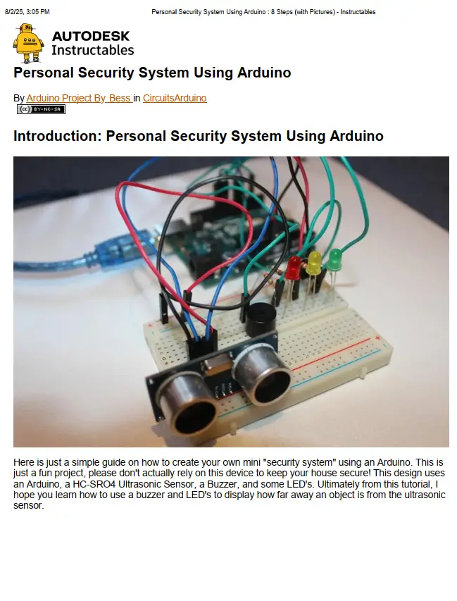 Personal Security System Using Arduino _ 8 Steps (with Pictures)
