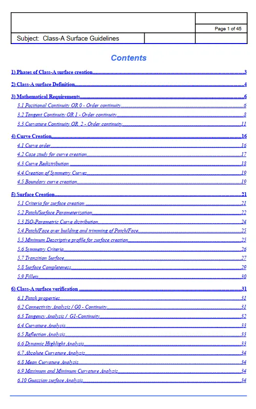 CATIA Class A Guidelines - Free Book