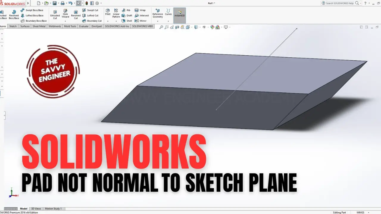 SolidWorks | How to Create an Extrusion Not Normal to the Sketch Plane