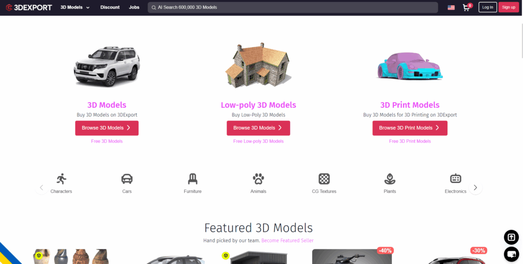 3 3dexport selling 3d models