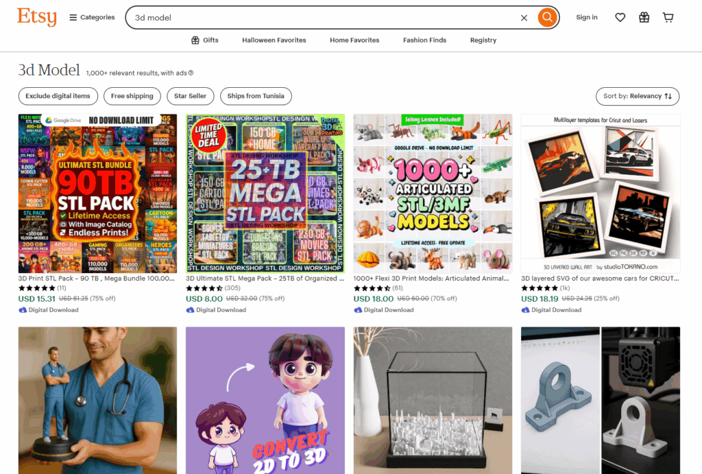 7 ETSY SELLING 3D MODELS