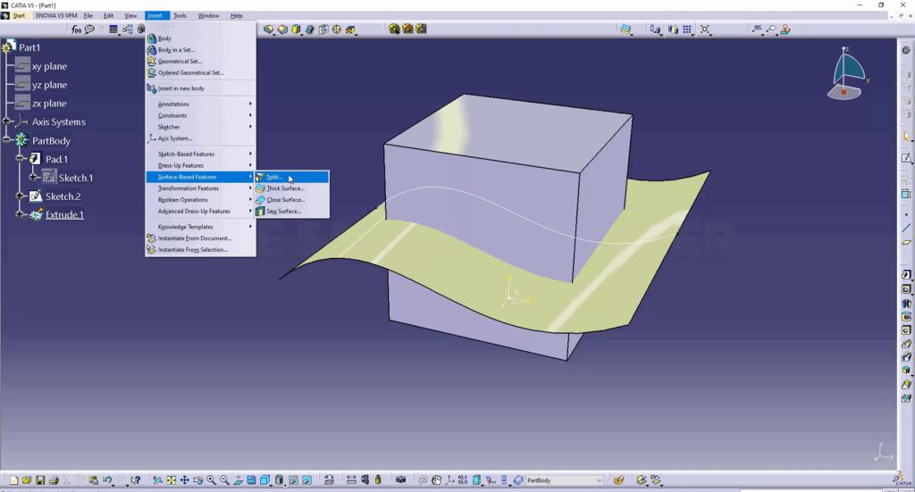 CATIA How to Cut a Solid With a Surface Like a Pro
