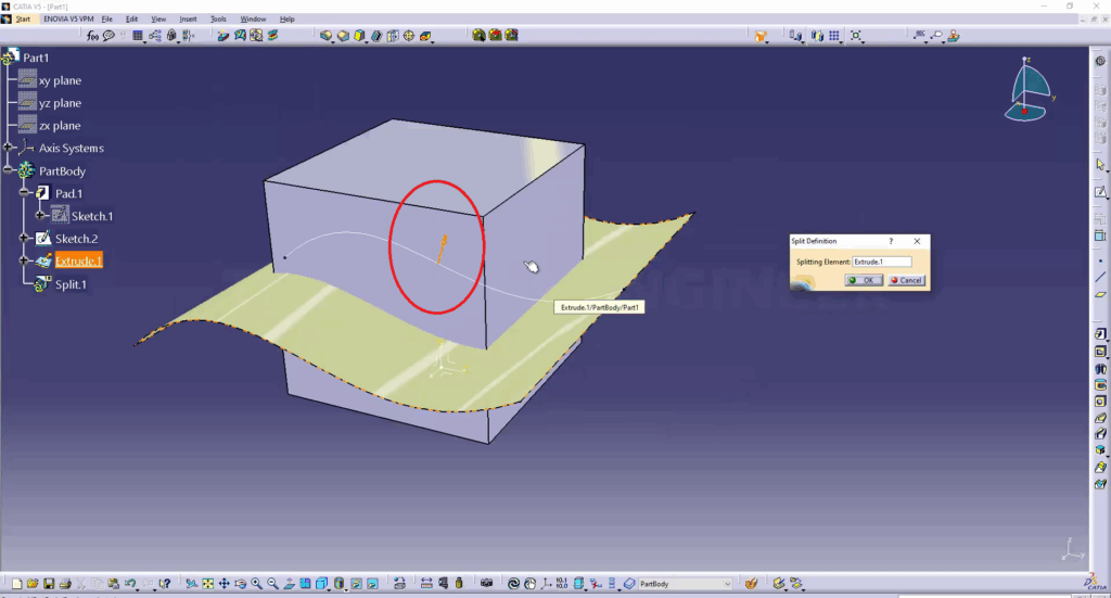 CATIA How to Cut a Solid With a Surface Like a Pro