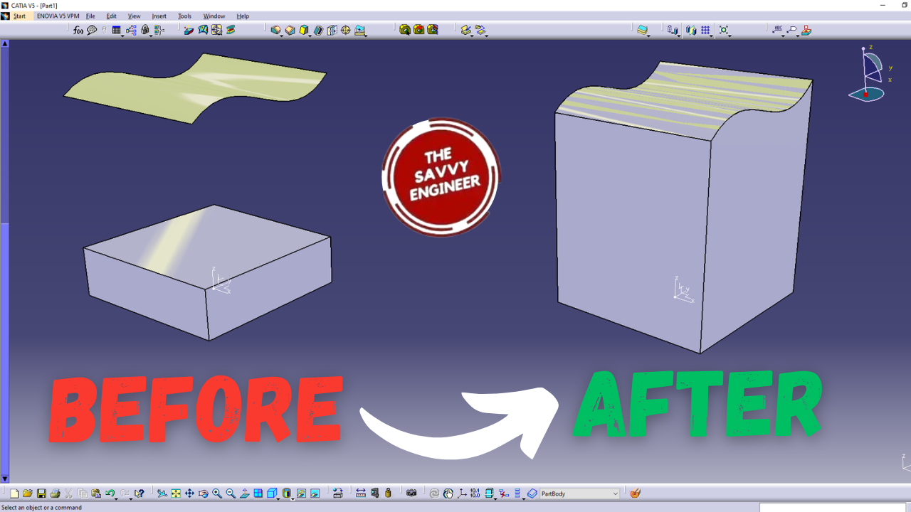 CATIA | How to Extrude a Part Face up to a Surface