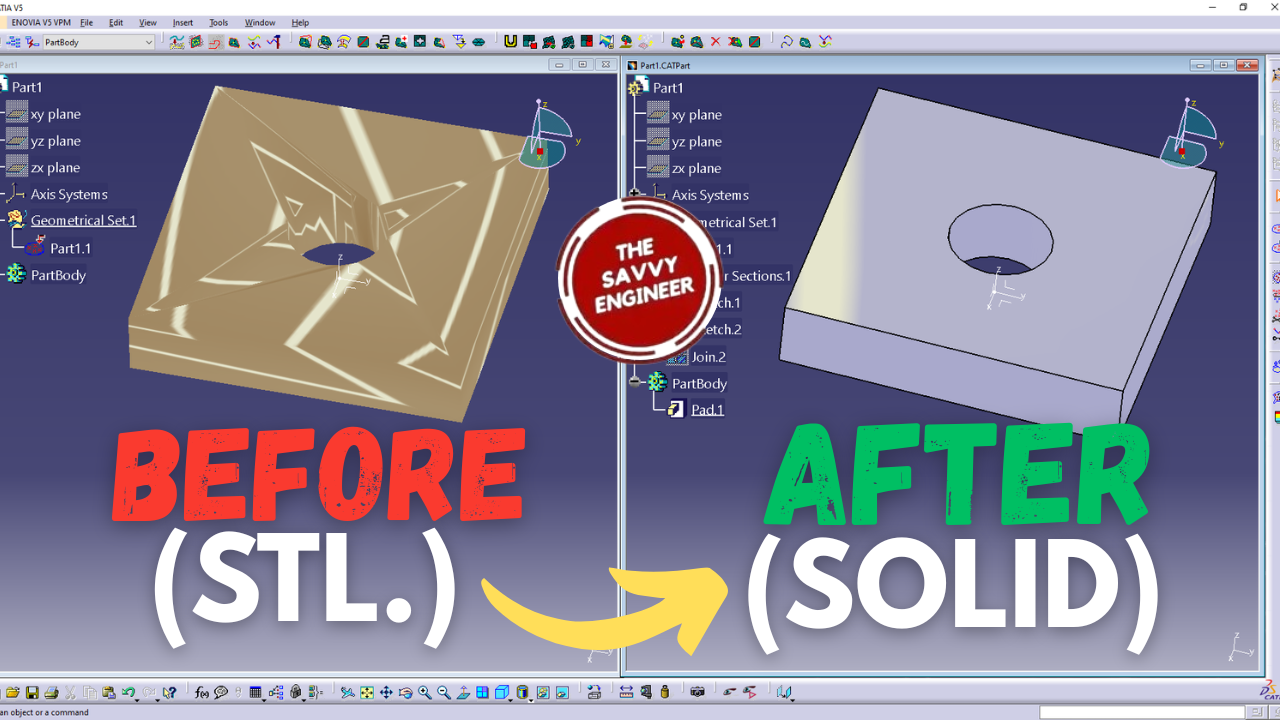 CATIA Reverse Engineering – From STL to Solid Body