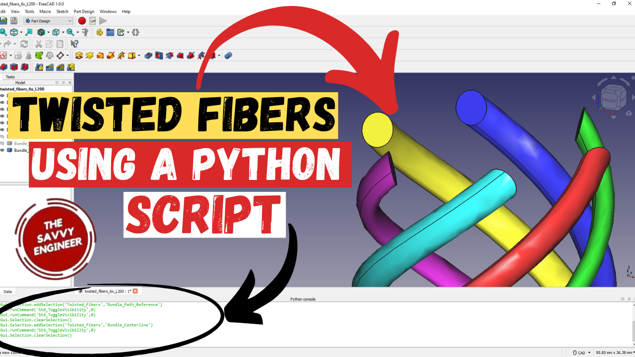 FreeCAD | Editable Twisted Fibers using a Python Script