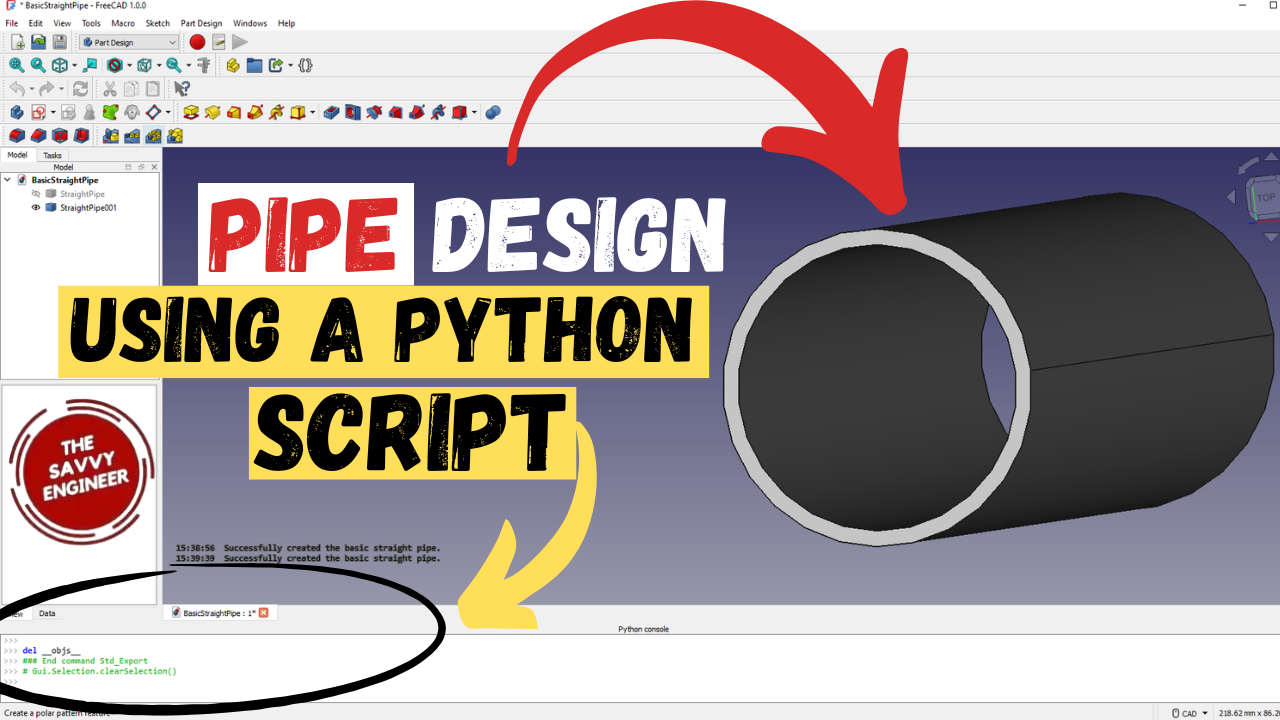 How to Design a Pipe in FreeCAD using a Python Script