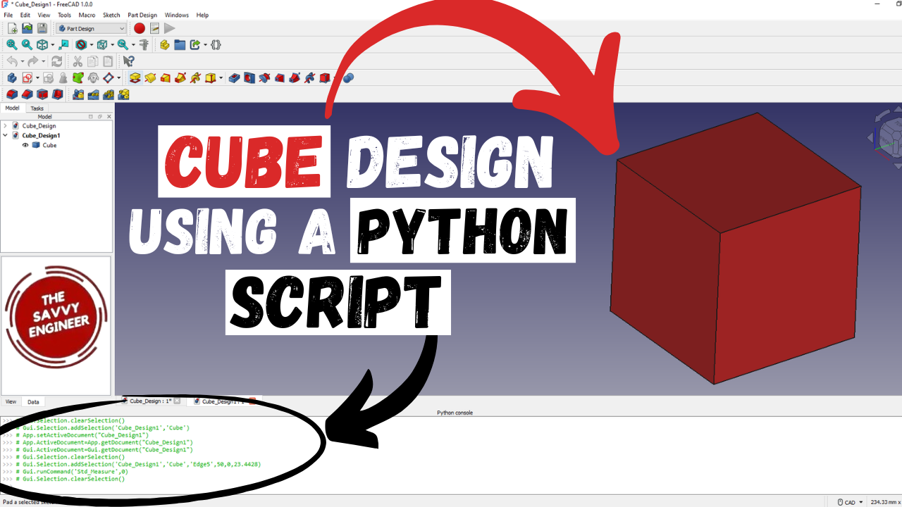 How to Design a Cube in FreeCAD using Python Script