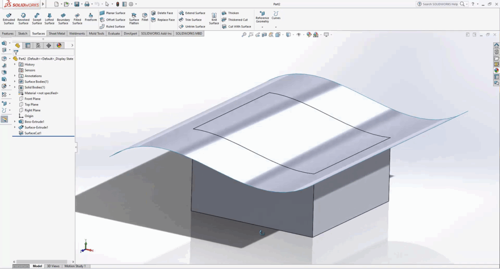 SolidWorks How to Cut a Solid With a Surface Like a Pro