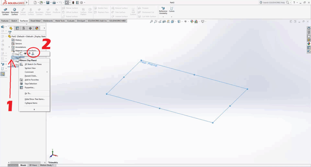 SolidWorks How to Cut a Solid With a Surface Like a Pro 1
