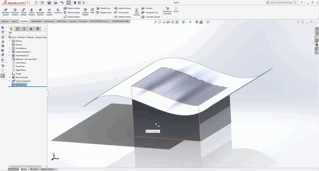 SolidWorks How to Cut a Solid With a Surface Like a Pro 12