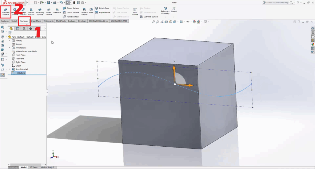 SolidWorks How to Cut a Solid With a Surface Like a Pro 8