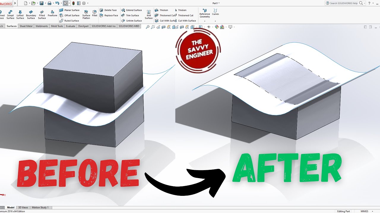 SolidWorks | How to Cut a Solid With a Surface Like a Pro