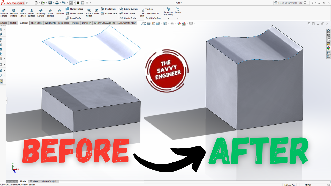 SolidWorks | How to Extrude a Part Face up to a Surface
