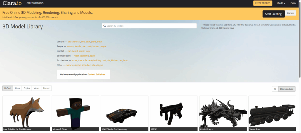 clara.io download free 3d models