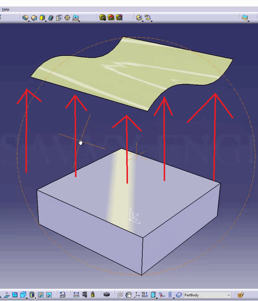 CATIA - How to Extrude a Part Face up to a Surface