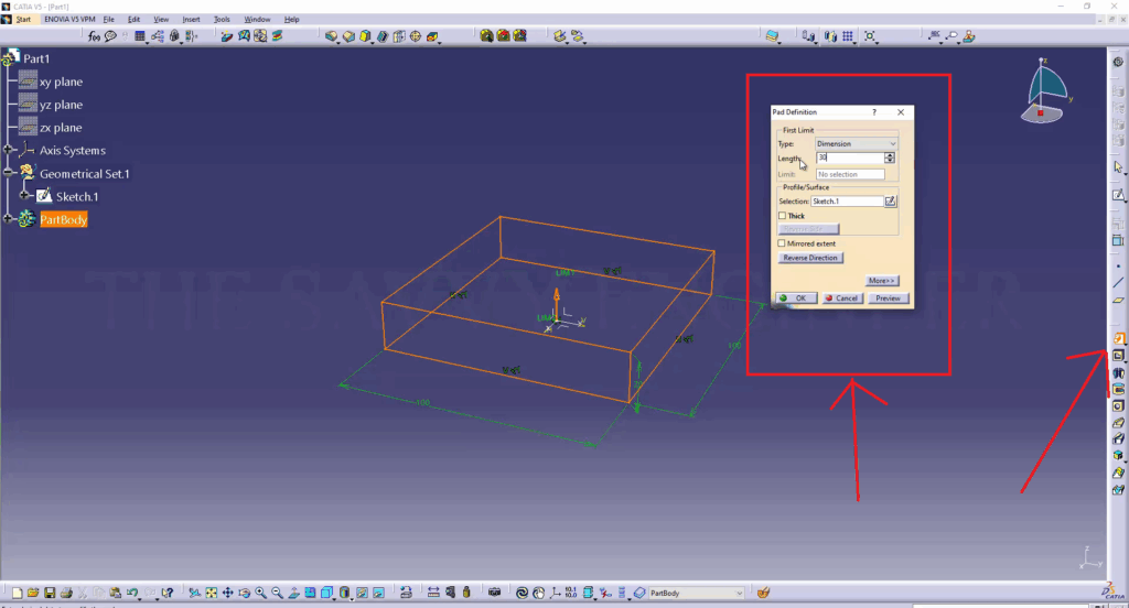 CATIA - How to Extrude a Part Face up to a Surface