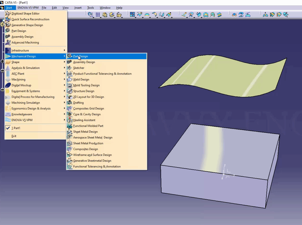 CATIA - How to Extrude a Part Face up to a Surface