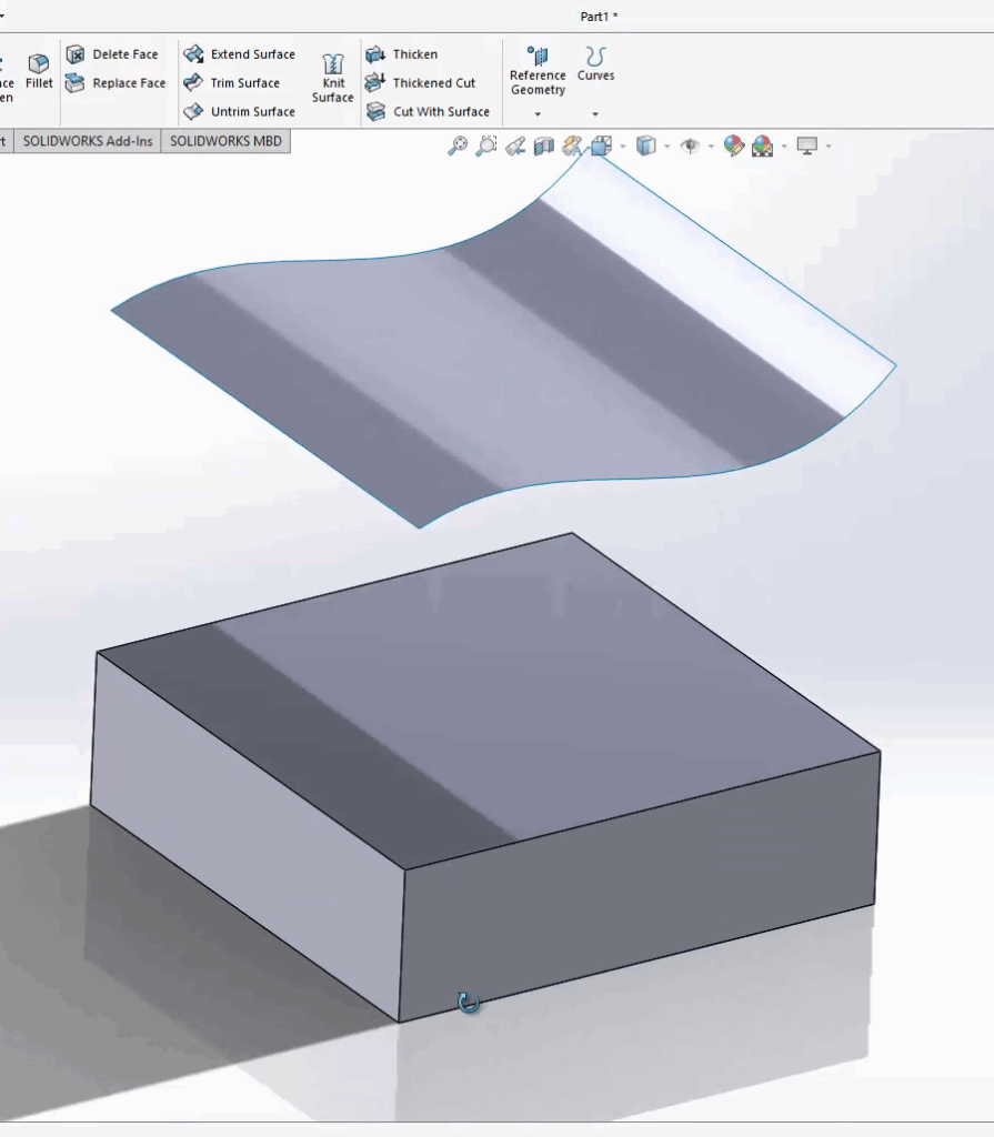 SolidWorks How to extrude a Part Face up to a Surface
