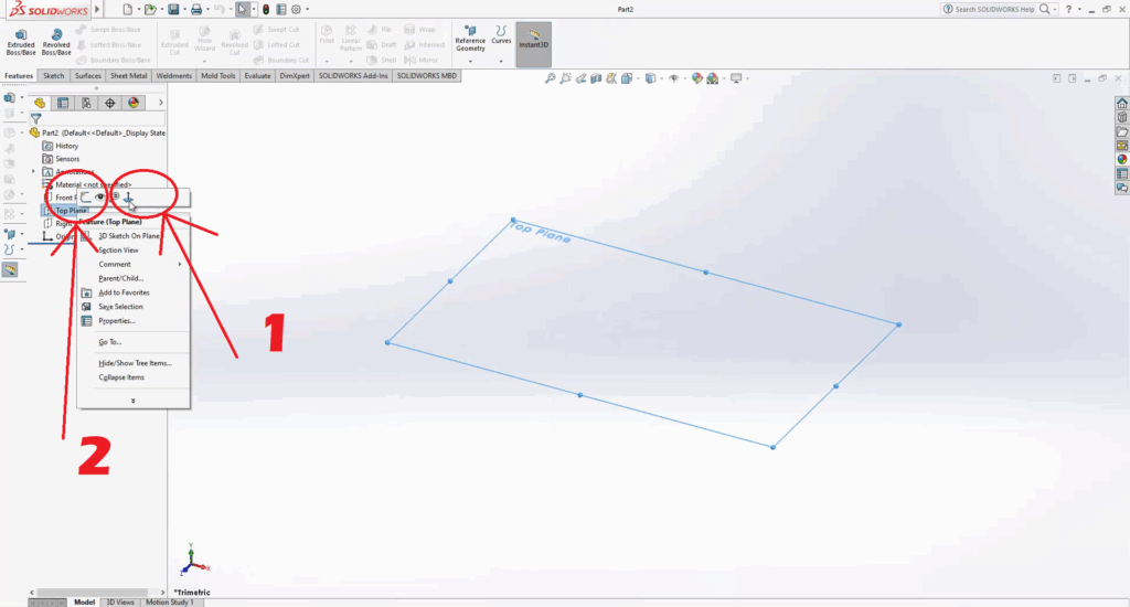 SolidWorks How to extrude a Part Face up to a Surface