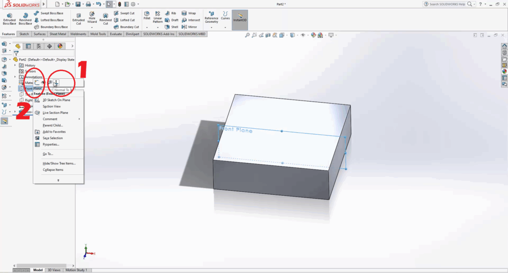 SolidWorks How to extrude a Part Face up to a Surface