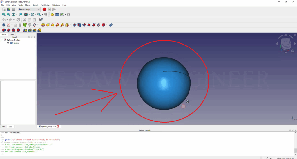 How to Design a Sphere in FreeCAD using Python Script