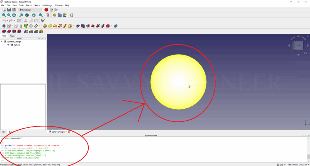 How to Design a Sphere in FreeCAD using Python Script