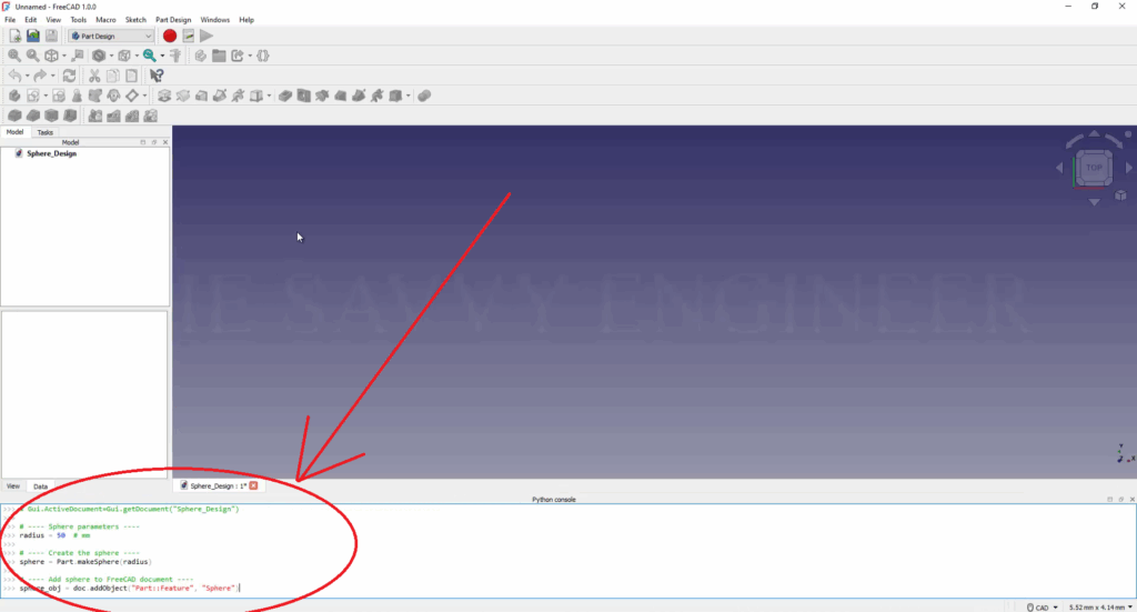 How to Design a Sphere in FreeCAD using Python Script