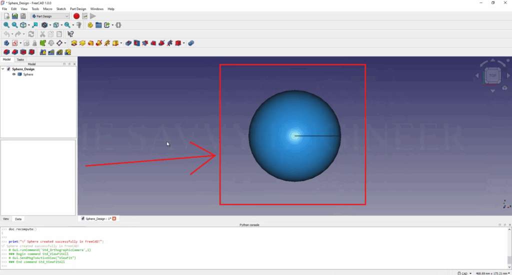 How to Design a Sphere in FreeCAD using Python Script