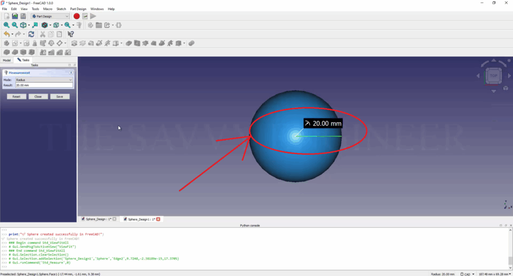 How to Design a Sphere in FreeCAD using Python Script