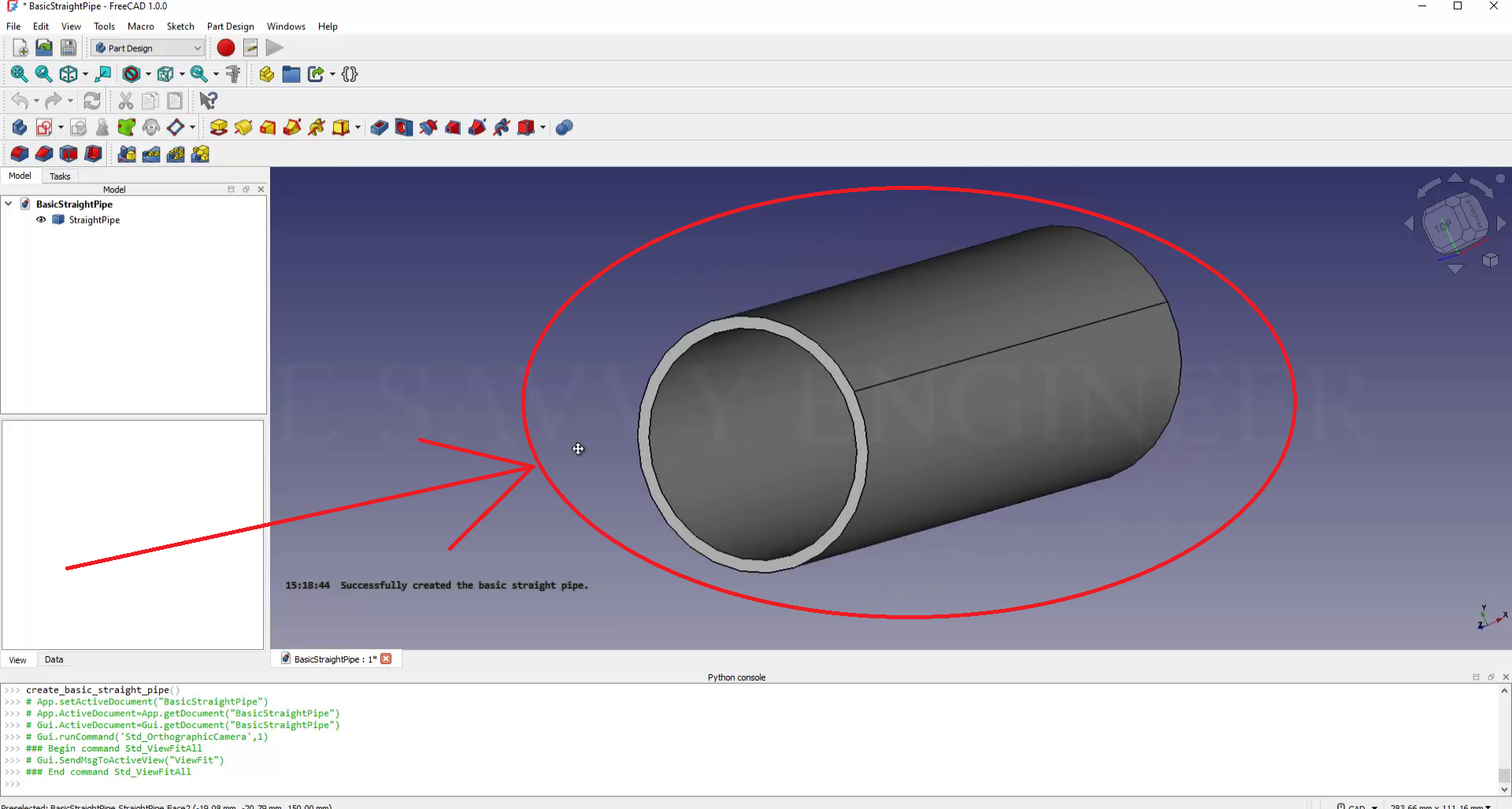 How to Design a Pipe in FreeCAD using a Python Script