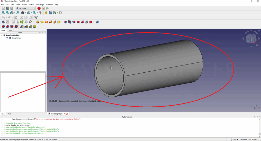 How to Design a Pipe in FreeCAD using Python Script