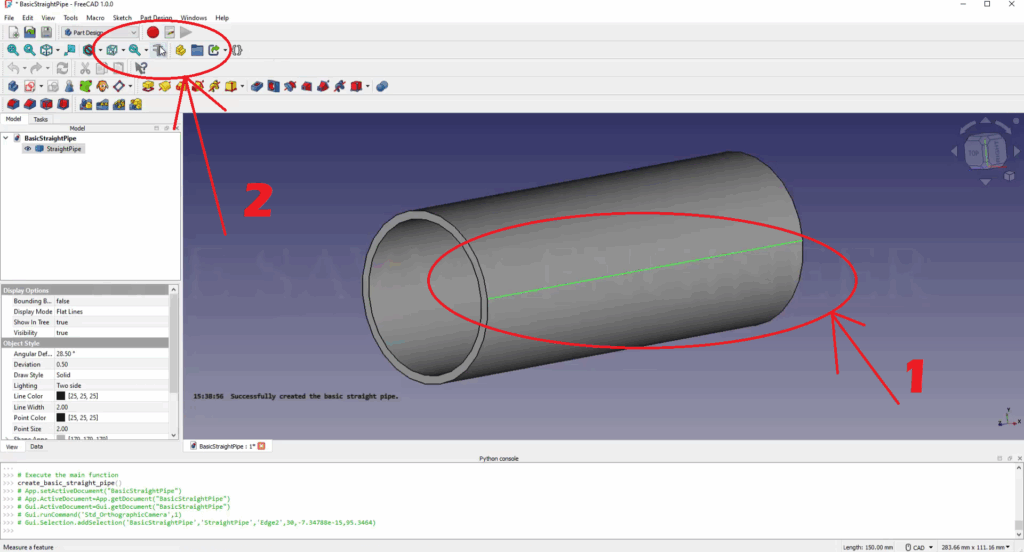How to Design a Pipe in FreeCAD using Python Script