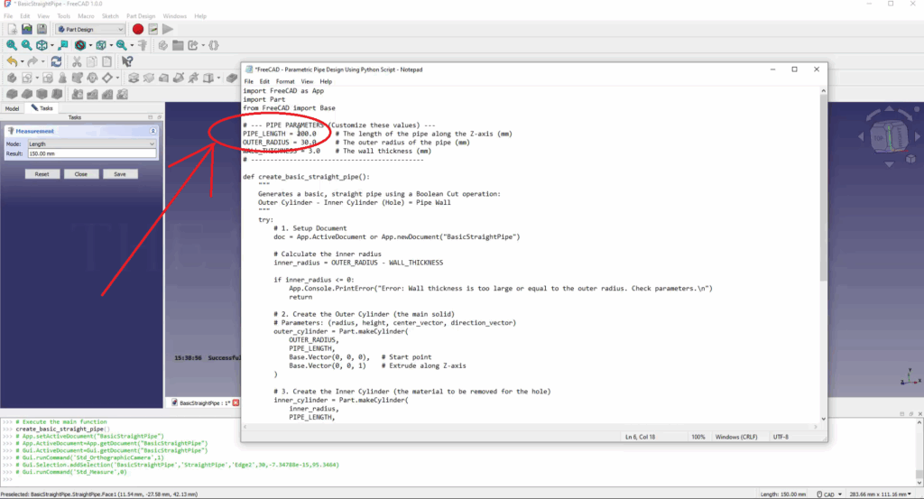 How to Design a Pipe in FreeCAD using Python Script