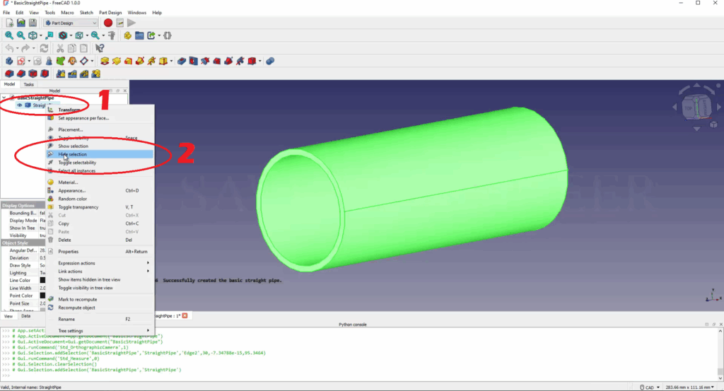 How to Design a Pipe in FreeCAD using Python Script