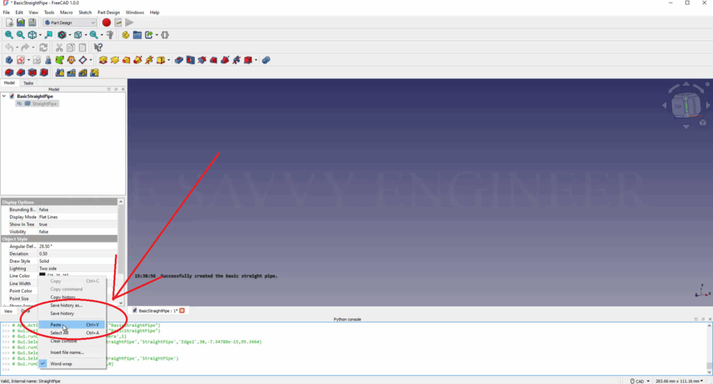 How to Design a Pipe in FreeCAD using Python Script