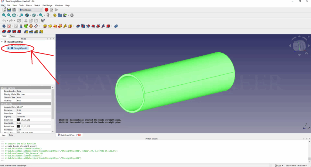 How to Design a Pipe in FreeCAD using Python Script