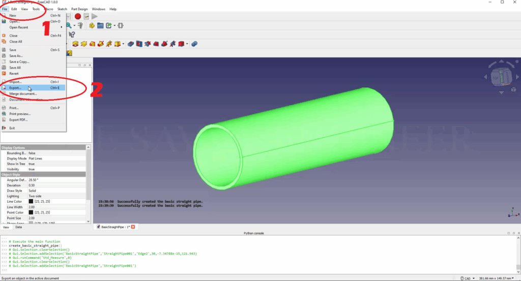 How to Design a Pipe in FreeCAD using Python Script