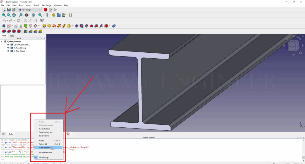 FreeCAD Editable I-Beam Profile using Python Script
